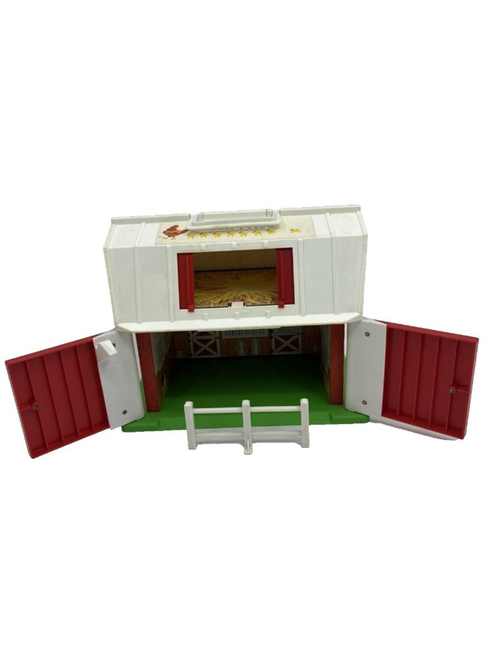 Vintage 1986 Fisher Price Little People Barn Carry Case Moo Sound Toy Farm